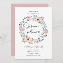Dusty Rose Pink Aquarell Blumenreath | Hochzeit