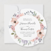 Dusty Rose Pink Aquarell Floral | Circle Wedding Einladung (Vorderseite)