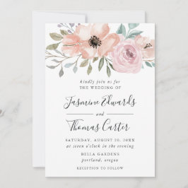 Dusty Rose Pink Aquarell Floral | Hochzeit Einladung