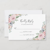 Dusty Rose Pink Aquarell Floral | Hochzeit RSVP Karte (Vorderseite)