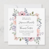 Dusty Rose Pink Aquarell Floral | Square Wedding Einladung (Vorderseite)