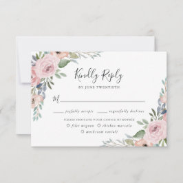 Dusty Rose Pink Aquarell Floral | Wahl des Essens RSVP Karte