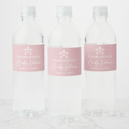 Dusty Rose Pink Baby Dusche Party Personalisiert Wasserflaschenetikett