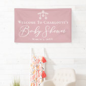 Dusty Rose Pink Baby Dusche Personalisiertes Party Banner (Insitu)