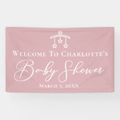 Dusty Rose Pink Baby Dusche Personalisiertes Party Banner (Horizontal)