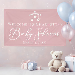 Dusty Rose Pink Baby Dusche Personalisiertes Party Banner