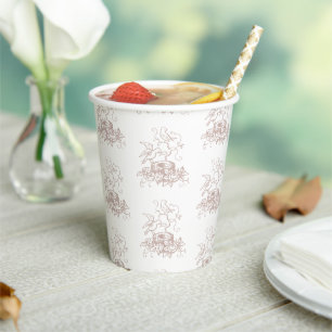 Dusty Rose Pink Bird Nest Baby Dusche Pappbecher