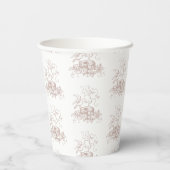 Dusty Rose Pink Bird Nest Baby Dusche Pappbecher (Rückseite)