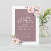 Dusty Rose Pink Blush Bloral Brautparty Einladung (Stehend Vorderseite)