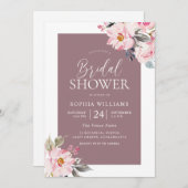 Dusty Rose Pink Blush Bloral Brautparty Einladung (Vorne/Hinten)