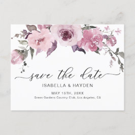 Dusty Rose Pink Blush Floral Blume Save the Date Ankündigungspostkarte
