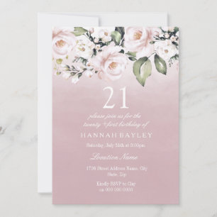 Dusty Rose Pink Blush Weibchen 21. Geburtstag Part Einladung