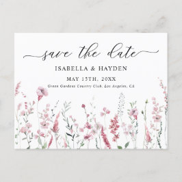 Dusty Rose Pink Blush Wilde Blume Save the Date Ankündigungspostkarte