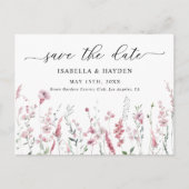 Dusty Rose Pink Blush Wilde Blume Save the Date Ankündigungspostkarte (Vorderseite)