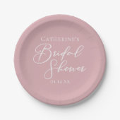Dusty Rose Pink Brautparty Personalisiert Pappteller (Vorderseite)