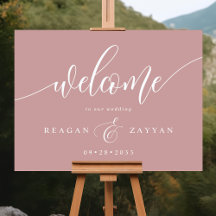 Dusty Rose Pink Calligraphy Wedding Willkommen