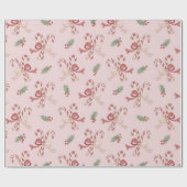 Dusty Rose Pink Candy Cane Coquette Bows Christmas Geschenkpapier (Flach)