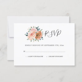 Dusty Rose Pink Coral Peach Botanische Hochzeit RSVP Karte