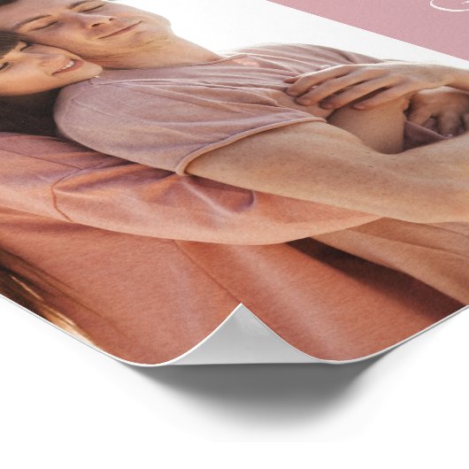 Dusty Rose Pink Couple Foto Hochzeit Begrüßung Poster (Ecke)