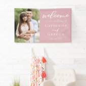 Dusty Rose Pink Couple Foto Romantische Hochzeit Banner (Insitu)