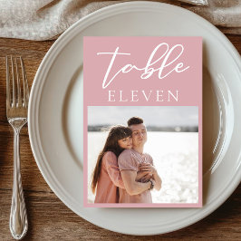 Dusty Rose Pink Couple Foto Wedding Tischnummer