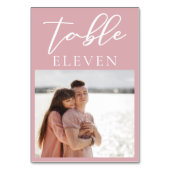 Dusty Rose Pink Couple Foto Wedding Tischnummer (Rückseite)