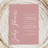Dusty Rose Pink Einfache moderne Script Babydusche Einladung