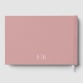Dusty Rose Pink Einfache Mongram Hochzeit Gästebuch (Rückseite)