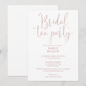 Dusty Rose Pink Elegant Bridal Tee Party Dusche Einladung (Vorne/Hinten)