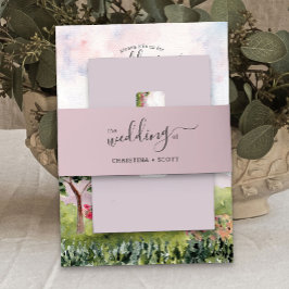 Dusty Rose Pink Elegant Drehbuch Hochzeit Einladungsbanderole