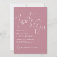 Dusty Rose Pink | Elegantes Script 21. Geburtstag