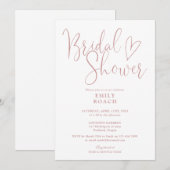 Dusty Rose Pink Elegantes Script Brautparty Einladung (Vorne/Hinten)
