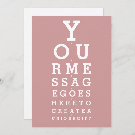 Dusty Rose Pink Eyesight Test Custom Message Einladung (Vorne/Hinten)