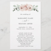 Dusty Rose Pink Floral Budget Hochzeitsprogramm (Vorne)