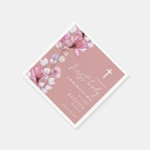 Dusty Rose Pink Floral Erste Heilige Kommune Serviette (Ecke)