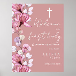 Dusty Rose Pink Floral Heilige Kommune Begrüßungsz Poster