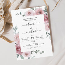 Dusty Rose Pink Floral Moderne Hochzeit