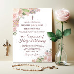Dusty Rose Pink Floral Moderne katholische Hochzei Einladung<br><div class="desc">Diese schöne Hochzeitseinladung ist perfekt für eine moderne katholische Zeremonie. Es zeichnet sich durch ein rustikales bohenhaftes Design aus, mit eleganten Schriftzeichen und handbemalten Aquarellfarben-Rose und Blüten in den Farbtönen Rosa, verstaubte Rose, Korallenpfirsich und Lila. Umfasst ein Kreuz oder ein Kruzifix und eine Formulierung, in der Ihre Gäste eingeladen werden,...</div>