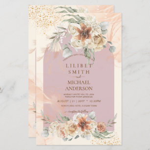 Dusty Rose Pink Floral Pampas Grass Boho Hochzeit