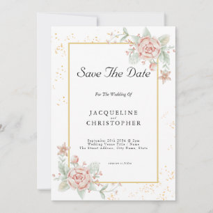 Dusty Rose Pink Floral Peony Save the Date Hochzei Einladung