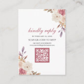 Dusty Rose Pink Floral QR Code UAWG Wedding Begleitkarte (Vorderseite)