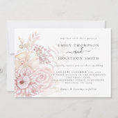 Dusty Rose Pink Florals Einladung Hochzeit (Vorderseite)