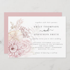 Dusty Rose Pink Florals Einladung Hochzeit