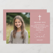 Dusty Rose Pink Foto Bestätigung Dankeskarte (Vorne/Hinten)