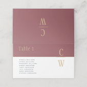 Dusty Rose Pink Gold Wedding Tischnummer Namen Platzkarte (Außenseite Aufgefaltet)