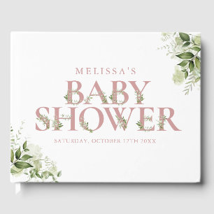 Dusty Rose Pink Greenerity Letter Baby Dusche Gästebuch