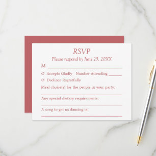 Dusty Rose Pink Guest Choices RSVP Card Karte