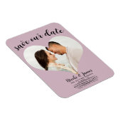 Dusty Rose Pink Heart Foto Hochzeit Speichern Sie Magnet (Rechte Seite)