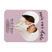 Dusty Rose Pink Heart Foto Hochzeit Speichern Sie Magnet (Horizontal)