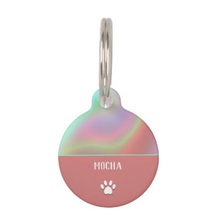 Dusty Rose Pink Holographic Haustiermarke